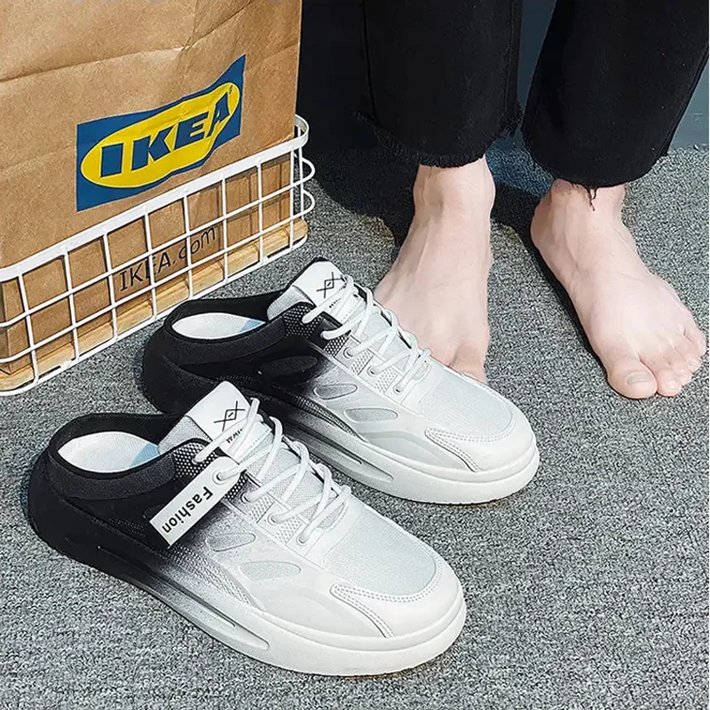Summer Mixed Color Breathable Men's Half Slippers Comfortable Fashion Casual Shoes Outdoor Non-slip Wear-resistant Male Slippers