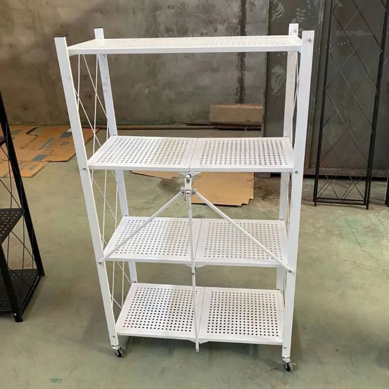 No Installation Required Foldable Floor Standing Storage Shelf Multi-layer Display Rack for Kitchen Microwave Oven
