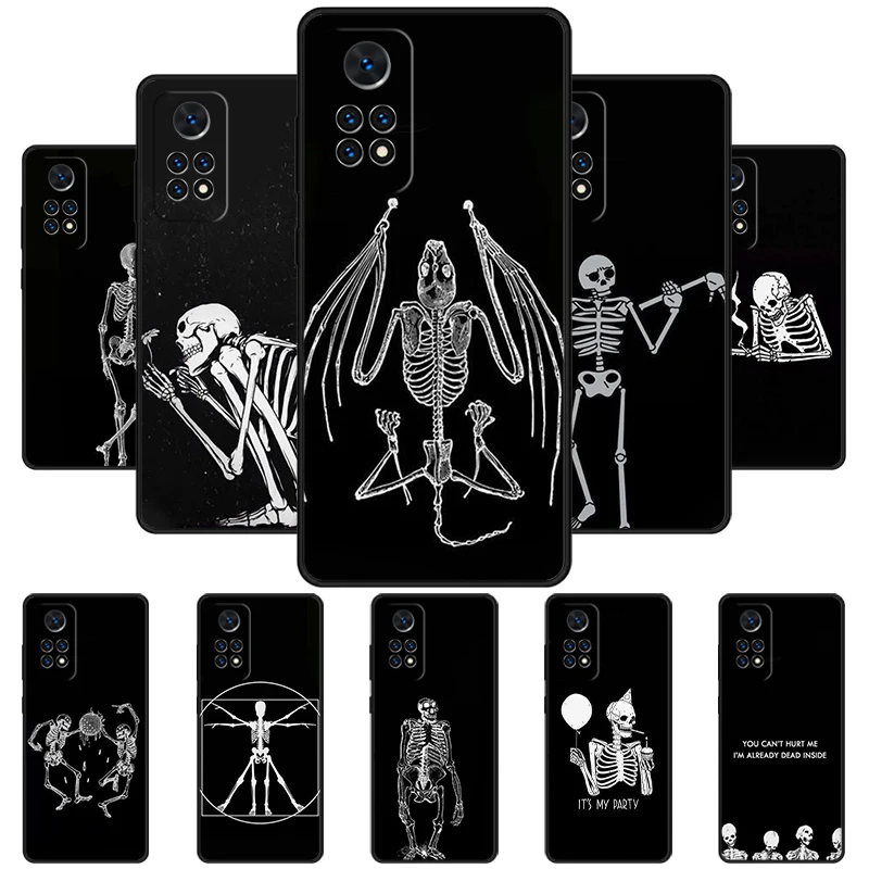 Skeleton Spooky Phone Case For Redmi Note 11 EPro 11S 10T 9S Promax 8 Pro Xiaomi Mi 11 12X 12S Ultra Cover