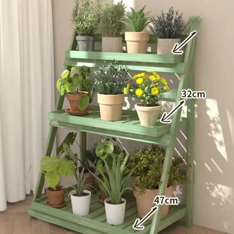 Multi-Tier Solid Wood Plant Stand on Wheels, Rolling Floor Shelf for Indoor Plants, Mobile Display Rack for Living Room Balcony