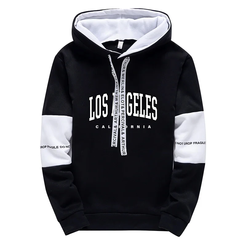 Los Angeles Sweatshirts Autumn Casual Fashion Long Sleeved Pullover Mens Daily Sports Jogging Hoodies Urban Style Hooded Tops