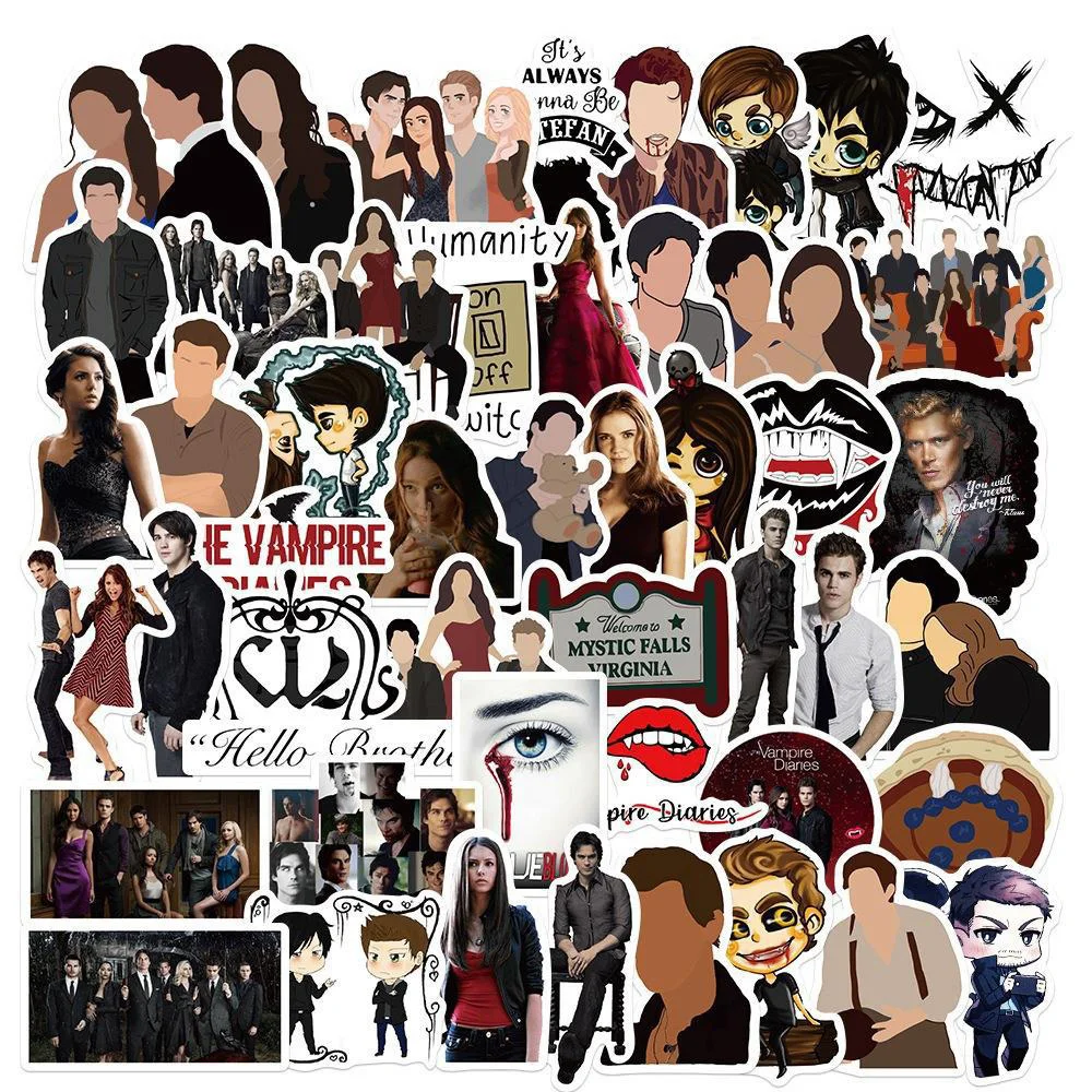 

10/30/50/100pcs Classic TV Series The Vampire Diaries Stickers Cool Cartoon Sticker Decoration Laptop Phone Luggage Decals Pack