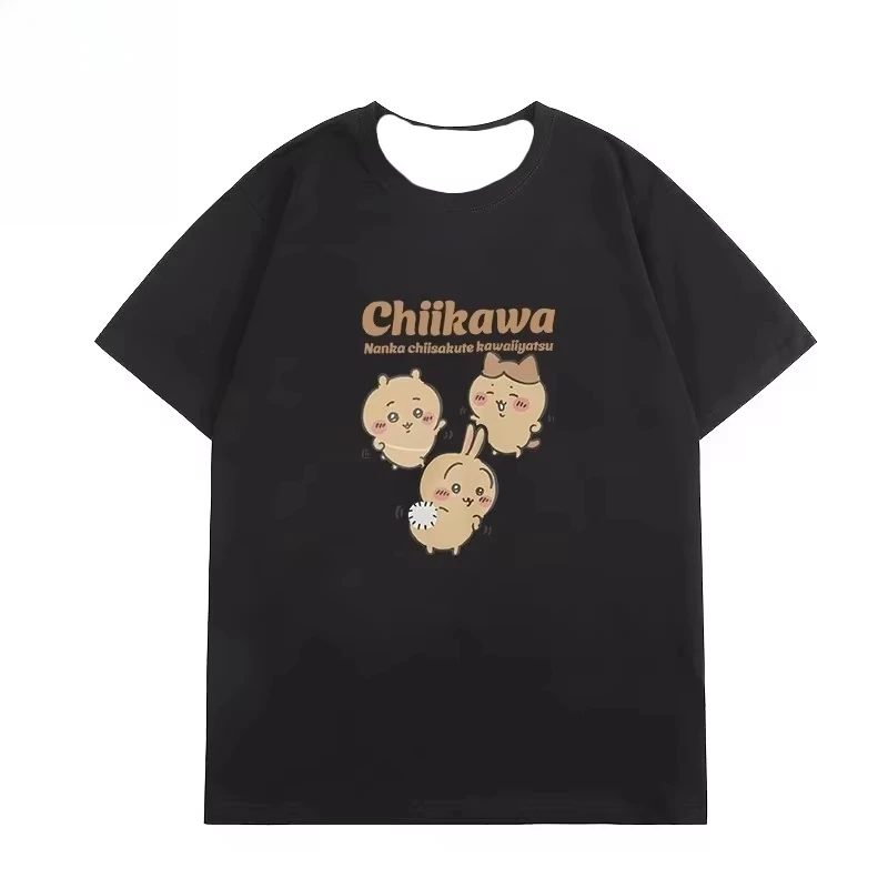 2026 Kawaii Chiikawa Hachiware Mermaid Island Secret Tee Unisex Loose Short Sleeve Summer Couple T-shirt Men and Women