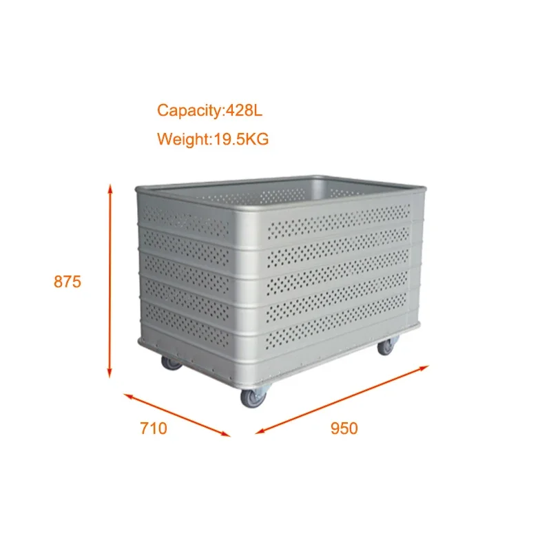 Anodized Light Alloy Aluminium Linen Basket Trolley Cart Cargo & Storage Equipment Hand Carts & Trolleys for Laundry Hospital