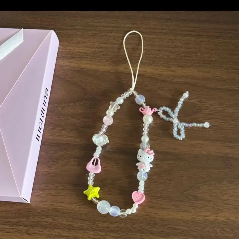 Sanrio Hello Kitty Phone Pendant Anime Cartoon Butterfly Angel Kitty Phone Case Chain Keychain Backpack Accessories Gift