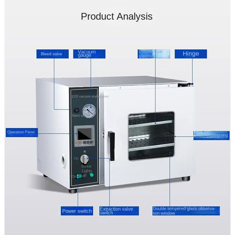 Double Partition Vacuum Drying Oven 600W Digital Display Small Industrial Dryer for Lab & Food Use