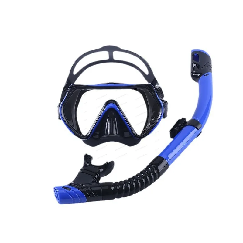 Unisex Tempered Glass Diving Mask Anti‑Fog Integrated Professional Swimming Goggles for Adults