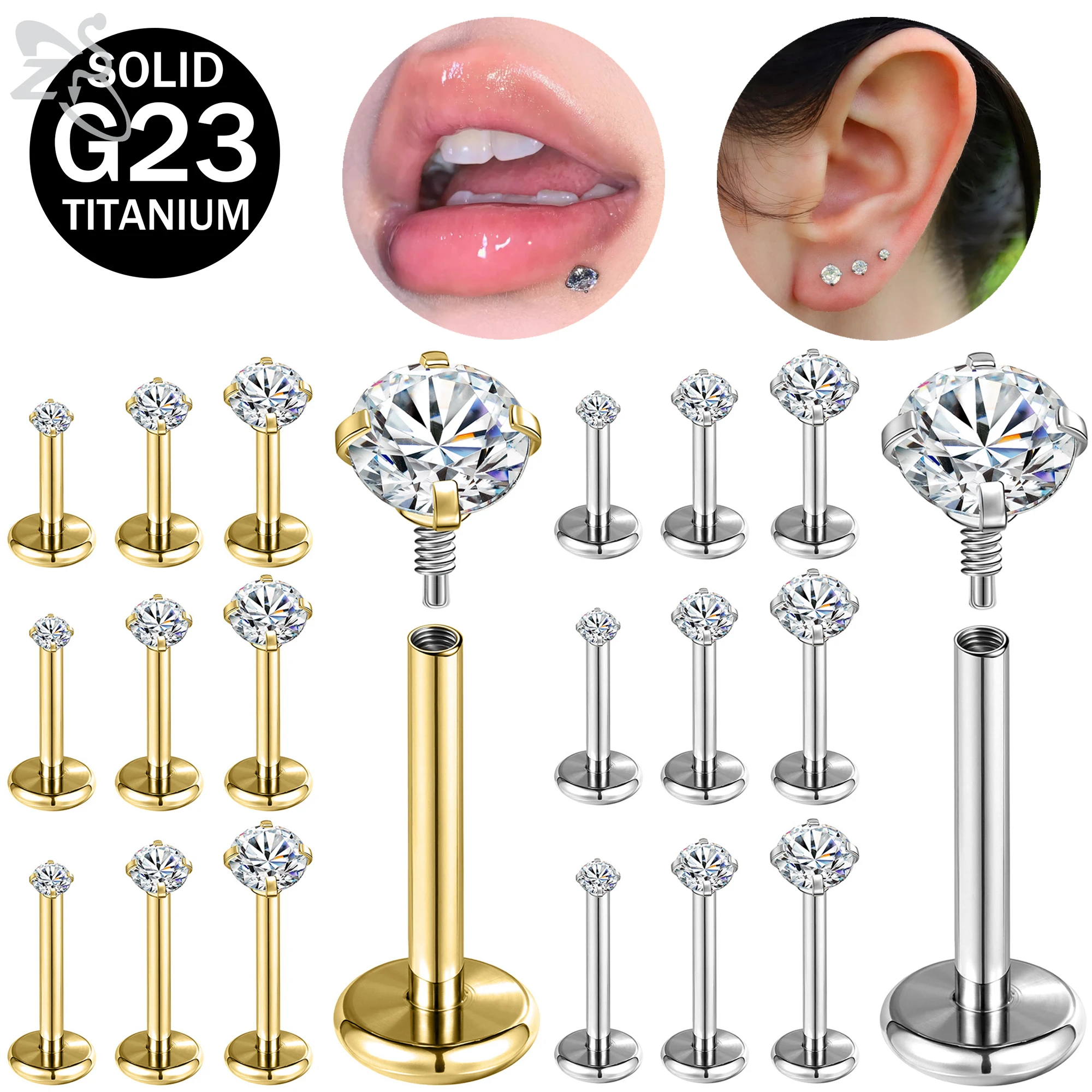 ZS 1 шт. 16/18/20G F136 G23 Титановая сталь Лабрет Пирсинг губ Мужчины Женщины Круглый CZ Кристалл Ушной Хрящ Спираль Пирсинг 6/8/10 мм ZS 1 шт. 16/18/20G F136 G23 Титановая сталь Лабрет Пирсинг губ Мужчины Женщины Круглый CZ Кристалл Ушной Хрящ Спираль Пирсинг 6/8/10 мм
