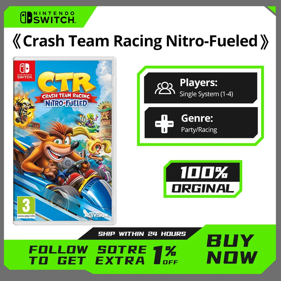 Nintendo Switch Game Deals - Crash Team Racing Nitro-Fueled - 100