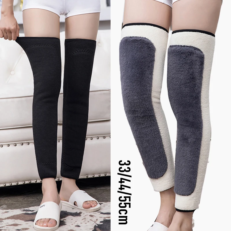 1Pair Winter Artificial Wool Knee Pads Furry Leg Warmer Faux Lamb Velvet Thicken Knee Sleeve Knee Support Thermal Leg Sleeves