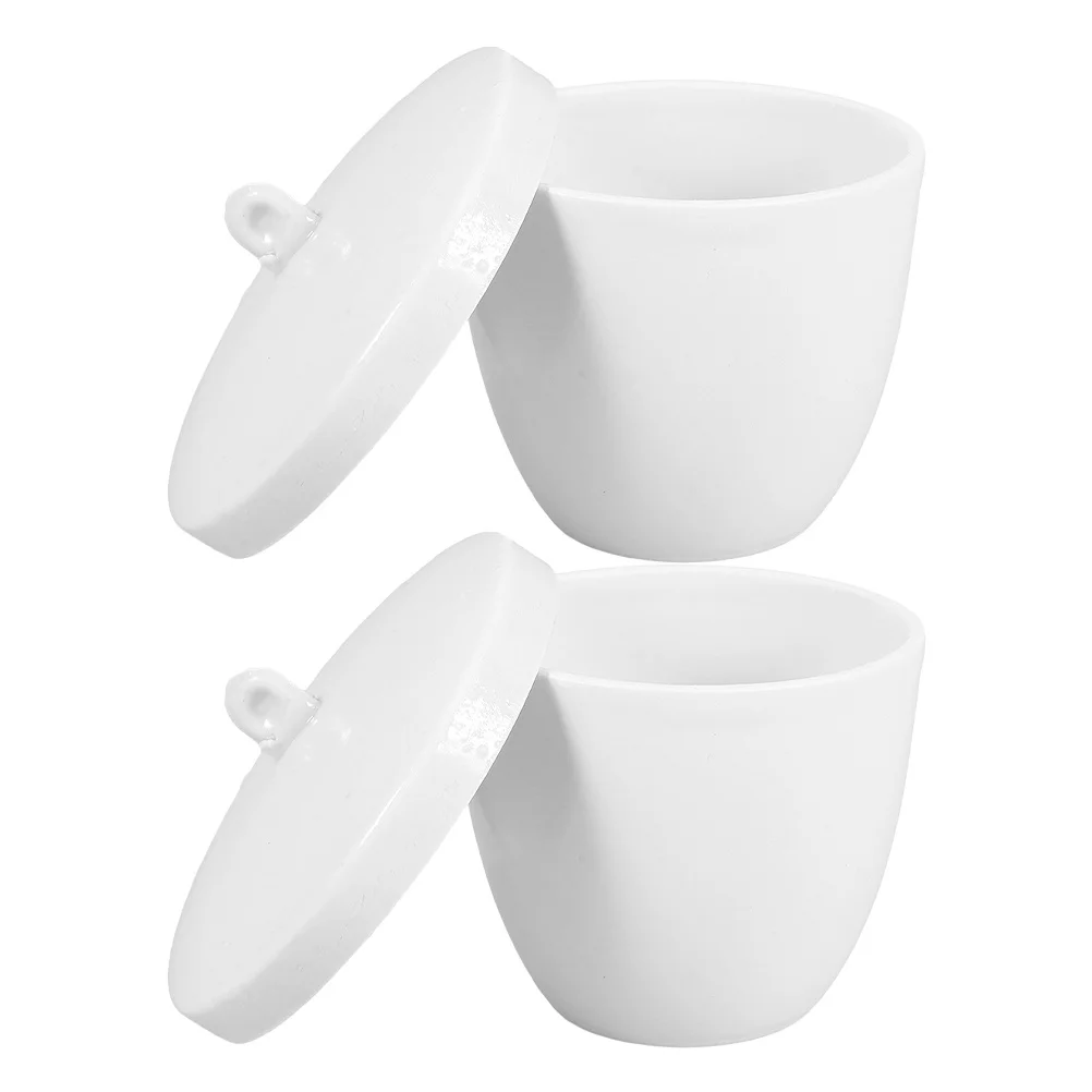 

2Pcs High Temperature Porcelain Crucible for Laboratory Melting Metal Jewelry Casting Smelting Tools Porcelain Crucible with Lid