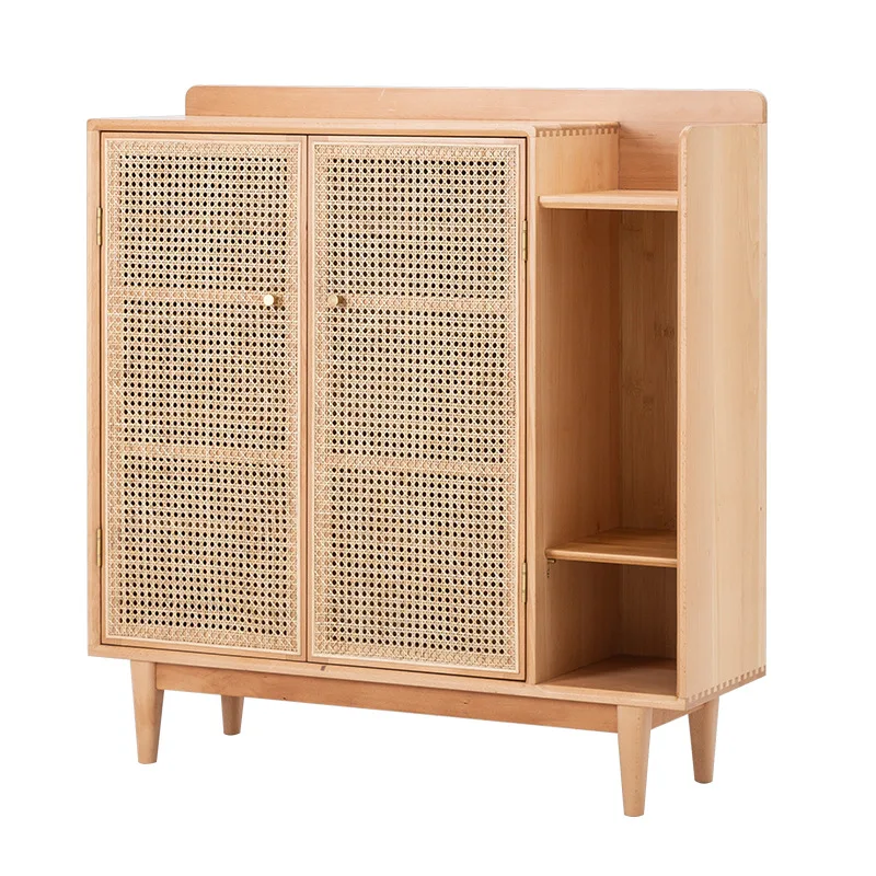 ตู้เก็บรองเท้าไม้จริงสไตล์นอร์ดิกโมเดิร์นมินิมอลสำหรับอพาร์ตเมนต์ขนาดเล็ก โรงแรม B&B ห้องนั่งเล่น ตู้เก็บของ