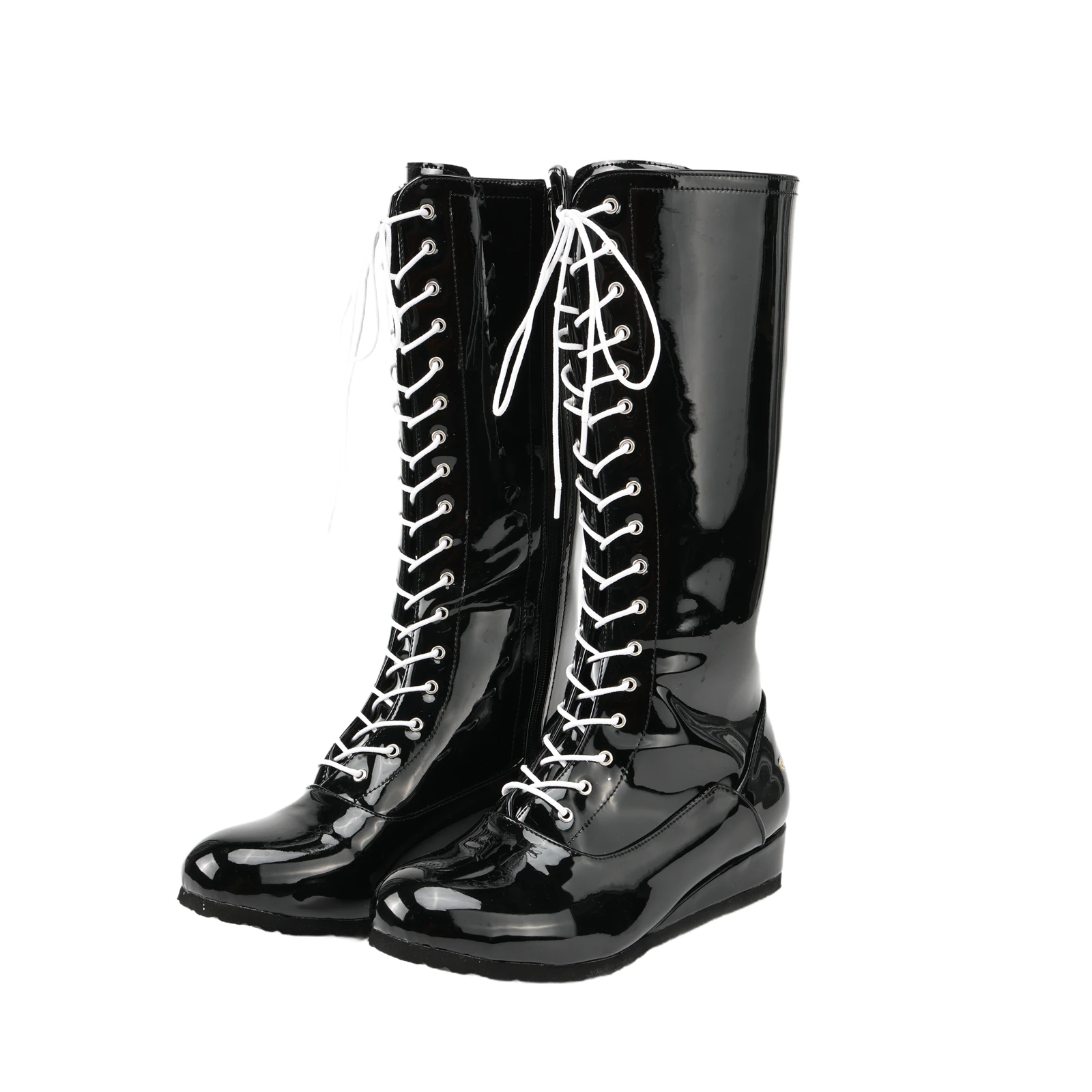 Wrestling Cosplay Boots For Men Multi Colored Shiny Leather Boxing Boots Lace Up Boots Motorcycle Boots Halloween Cosplay Props