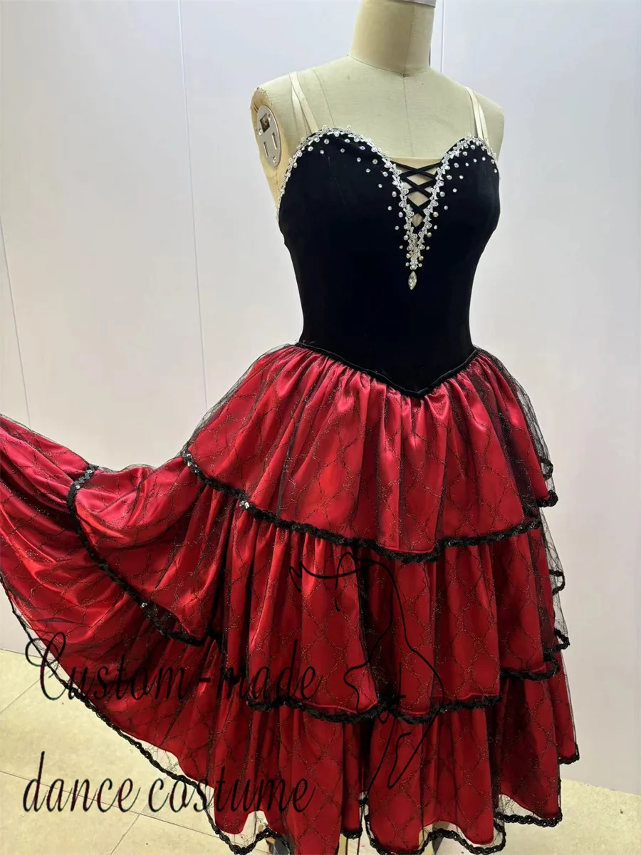 Don Quixote Adult Red Romantic Tutu Spanish Kitri Ballet Dress Professional Tutu Ballet Spanish Dance Costume for girls