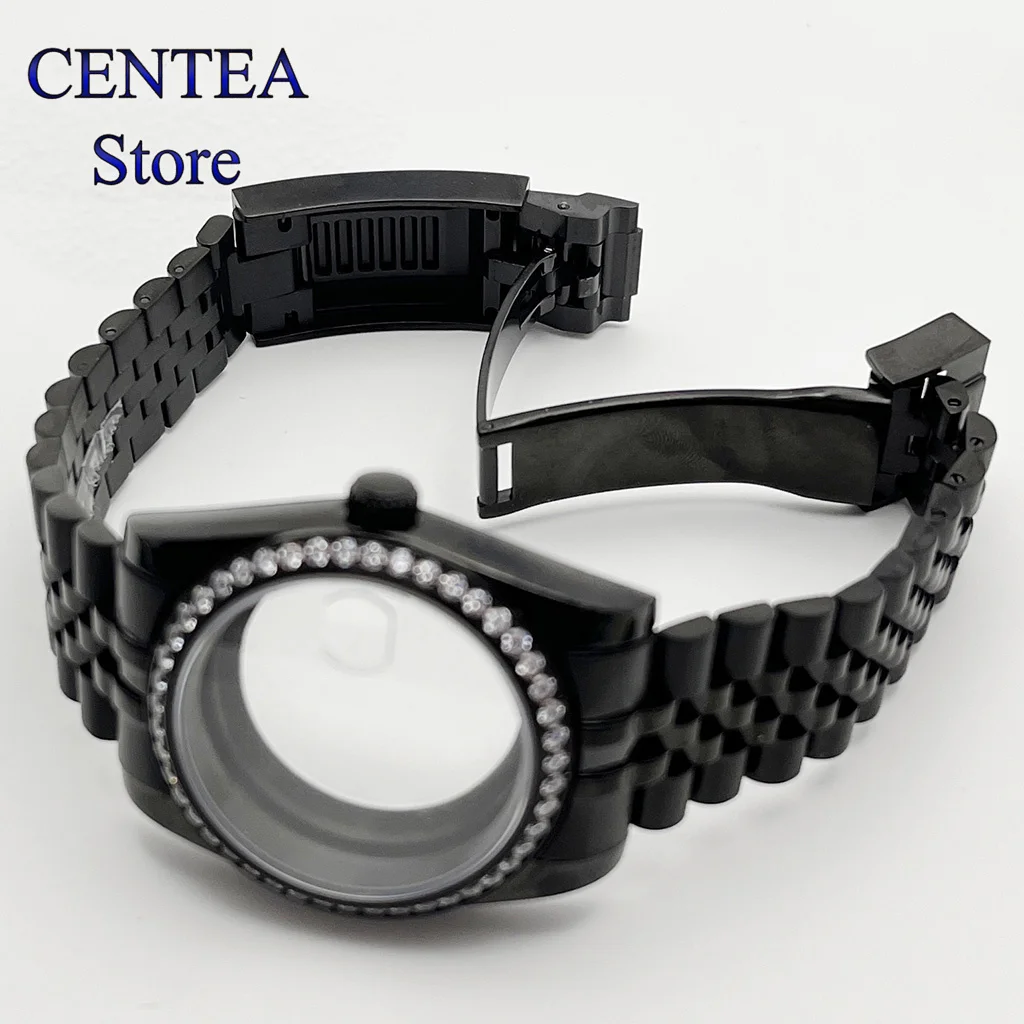 RICHUS 블랙 시계 케이스, 사파이어 유리, 다이아몬드 타입에 맞는 NH35, NH36, ETA2824, Miyota8215, 자동 무브먼트, 36mm, 39mm