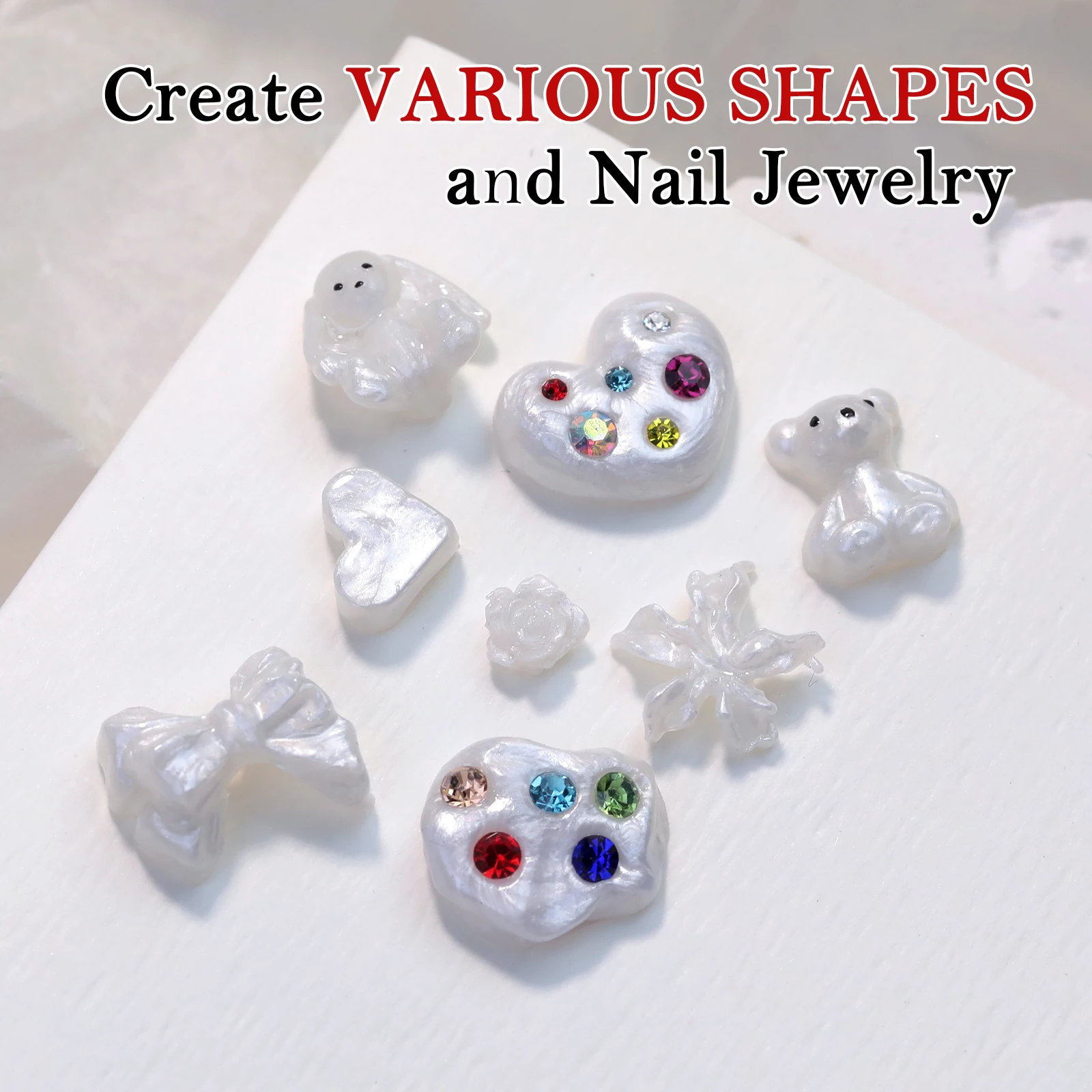 Colle à découper en satin nacré blanc, colle d'extension solide antiadhésive, fleur de sculpture 3D, vernis gel acrylique, design d'art des ongles à faire soi-même