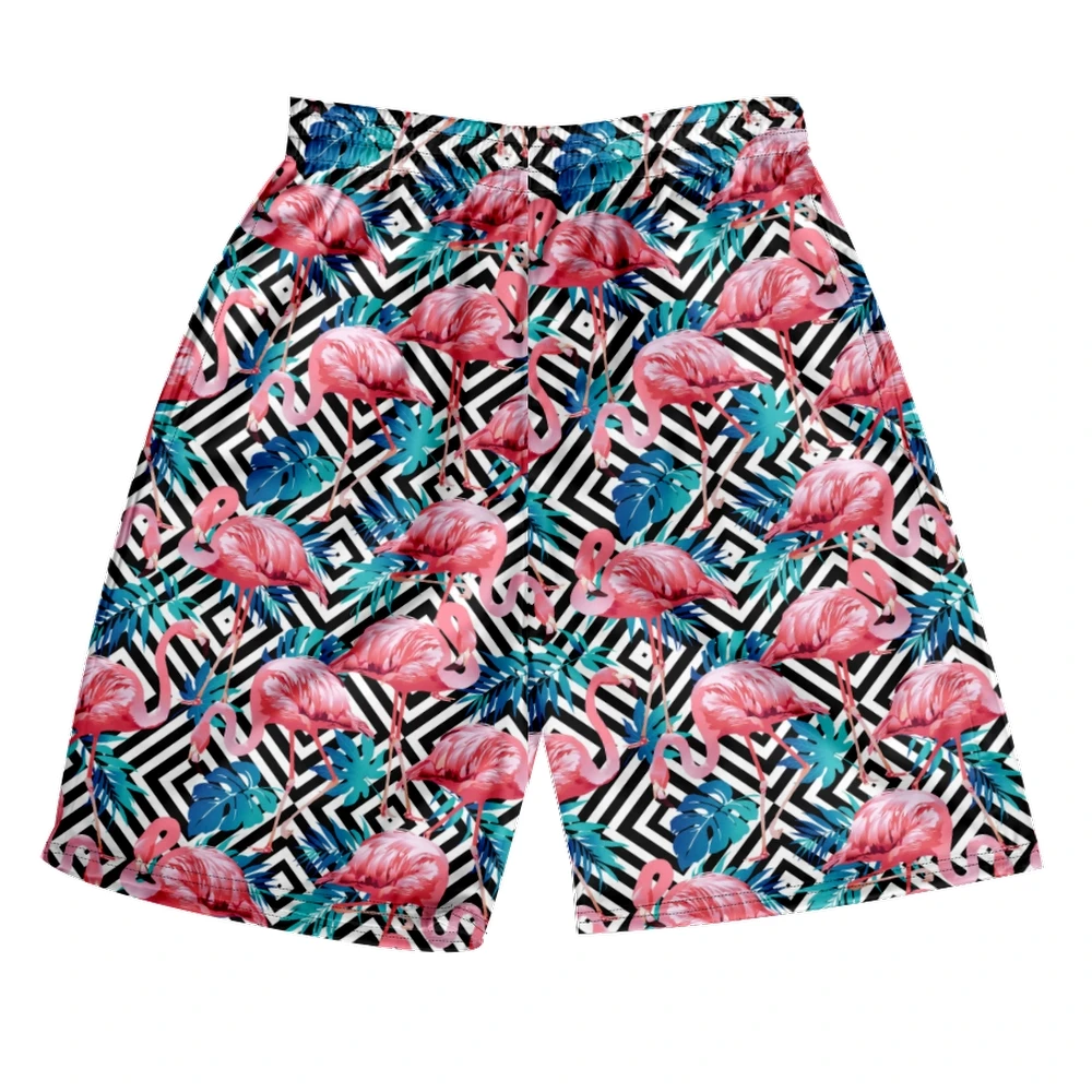 Custom Beach Basketball Shorts Men's Mesh Shorts For Men Casual With Phone Pocket Flamingo