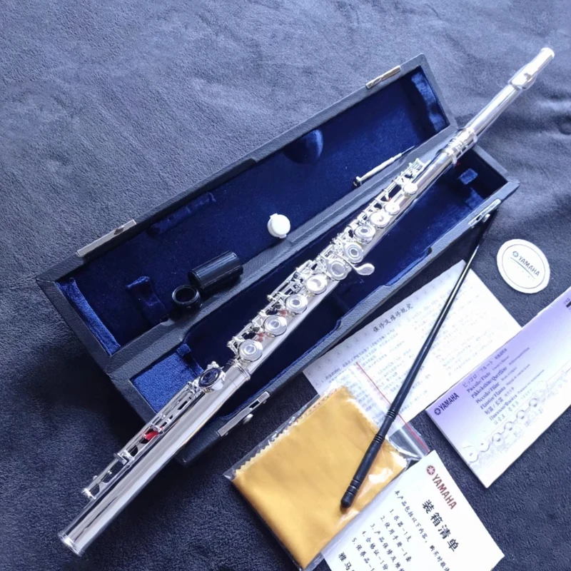 

Japan YFL-571 Silver Gold Flute Musical Instrument Flute 17 Key Open Close C Tune and E-Key Flute music professional instruments