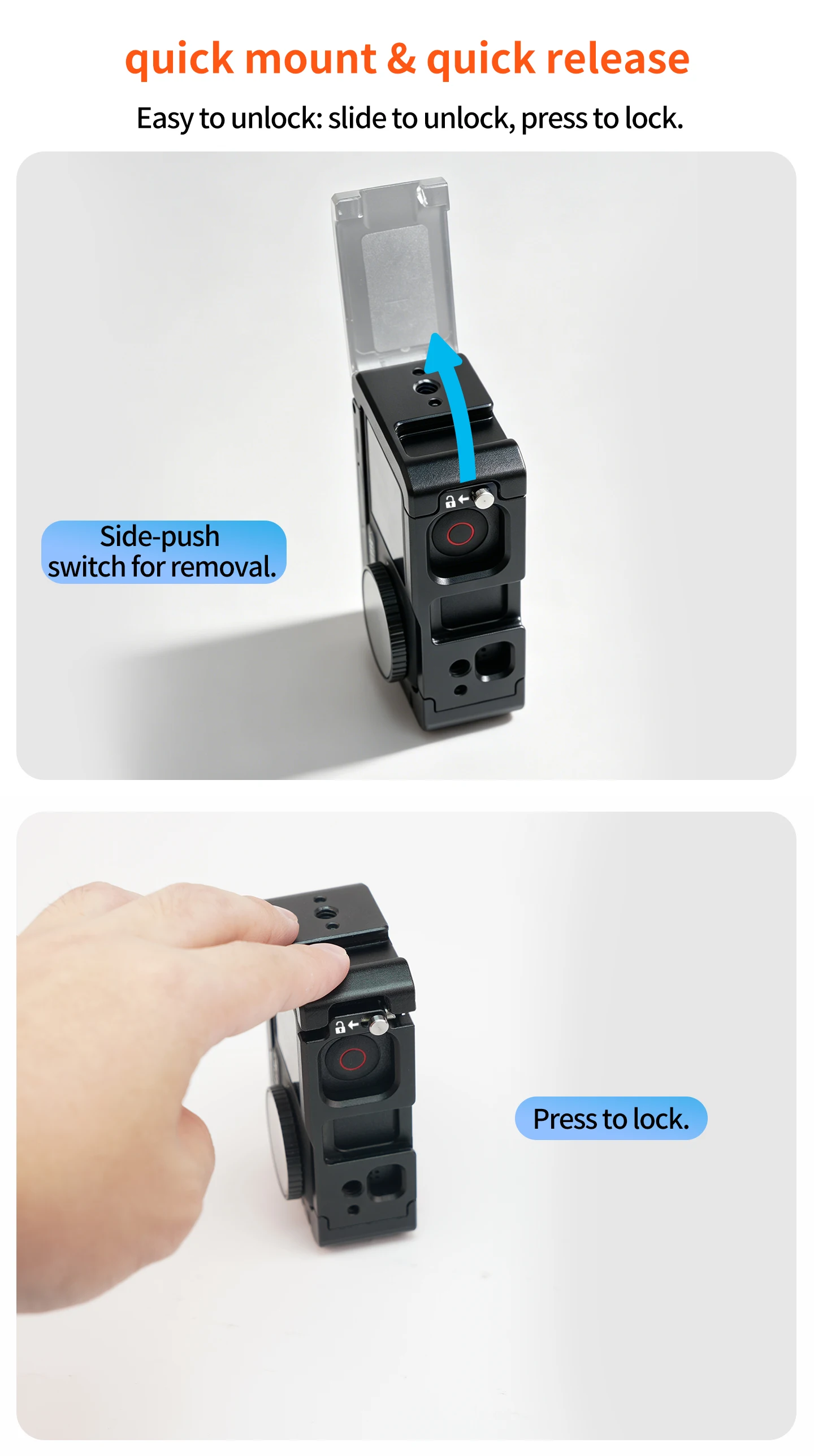 Kamerakäfig für DJI Osmo Action 5pro/4/3 Magnetischer Rahmen Schnellwechsel-Ladestation Stativadapter Cold Shoe Mikrofon-Lichthalterung – Detail 11