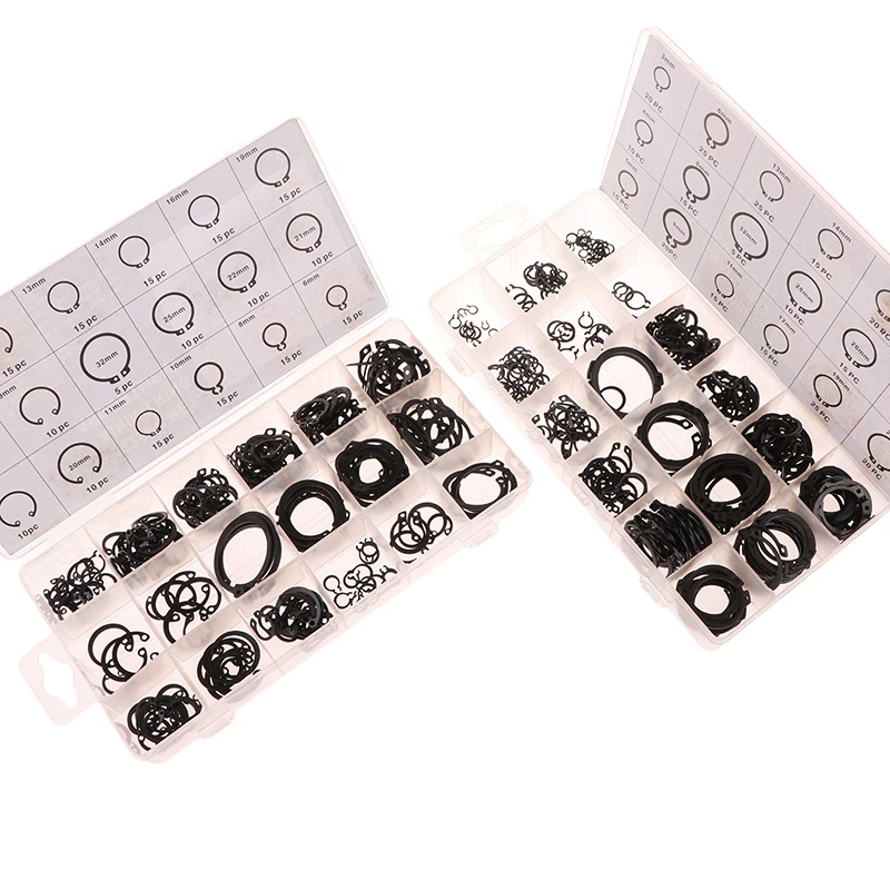 225/300 ชิ้น C ประเภทภายในวงแหวนคลิปยึด Snap Ring Assortment โลหะผสมเหล็กคลิปแหวนสําหรับรู Assortment ชุด, 18 ขนาด