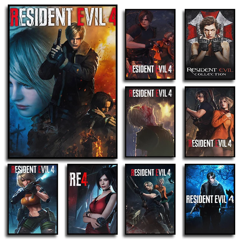 Retro Hot Video Game R-Resident Leon Kennedy Evil Posters and Prints Canvas Printing Wall Art Picture for Living Room Decor Gift