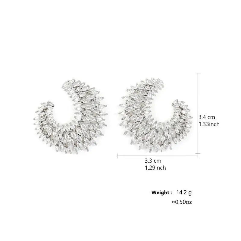 RAKOL Luxurious Geometric Zircon Earrings for Women INS Trendy Party Jewelry Gift Bridal Engagement Wedding Dress Accessories