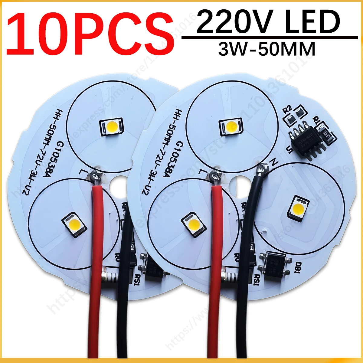 

10 шт. 3W 50MM AC220V LED 3030 SMD лампа-плата, не требующая драйвера, источник света, белый/теплый белый свет, панель PCB