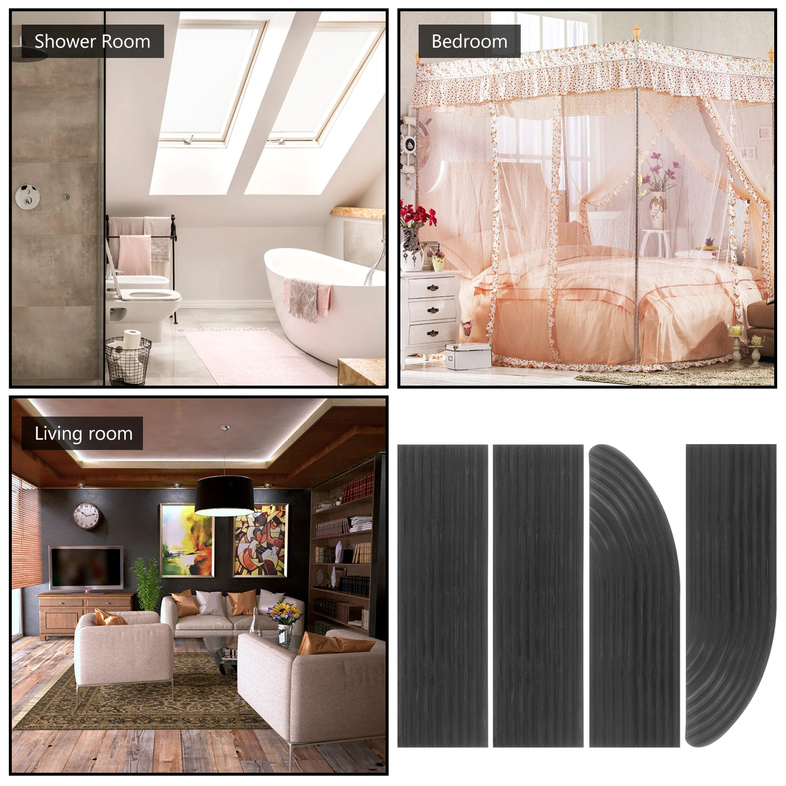 

Sweeping Robot Door Sill Mat Ramp Interior Wheelchair Mats Vacuum Black House