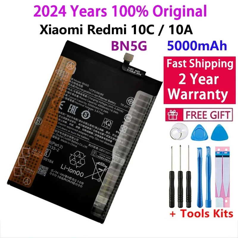 High Quality Battery For Xiaomi Redmi, 100% Original BN5G Battery For 10C / 10A Mi Redrice 10C/10A, 5000mAh, Fast Shipping