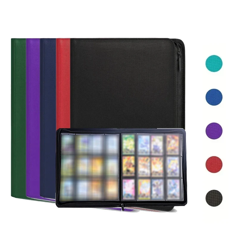 

12-pocket 480 Cards Zippered Toploader Trading Card Binder Holds Leather Game Card Organizer for MTG/PKM/PTCG Sport Cards Album