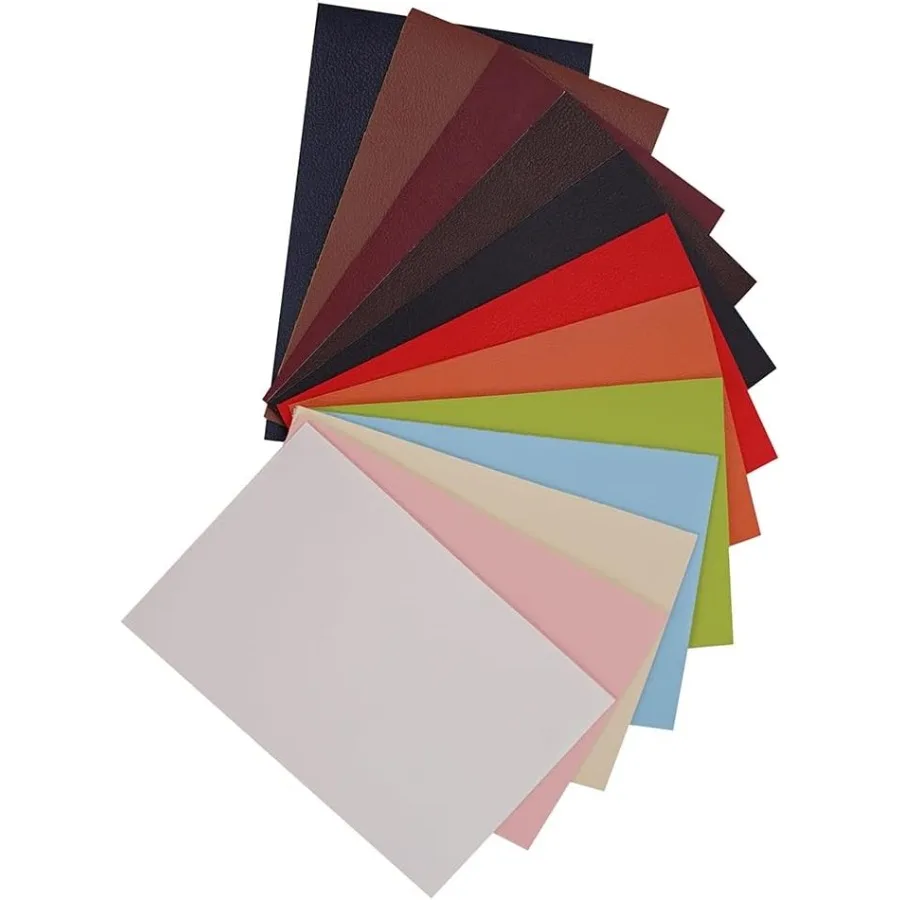 

Litchi 12 Pieces Mixed Color 3.7x5.7inch Faux Leather Vinyl Fabric Sheets Sample for DIY Craft Projects Home Decor Sewing and F
