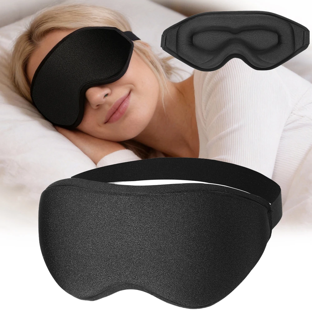 Máscara de Olhos 3D Respirável para Dormir, Máscara de Olhos com Bloqueio Forte, Ajustável e Portátil, Venda para os Olhos para Viagem, Escola, Casa e Escritório