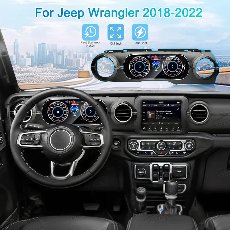 

For Jeep Wrangler 2018 2019 2020 2021 2022 Digital Cluster Virtual Cockpit Speed Meter Unit Car Dashboard Display HD Screen