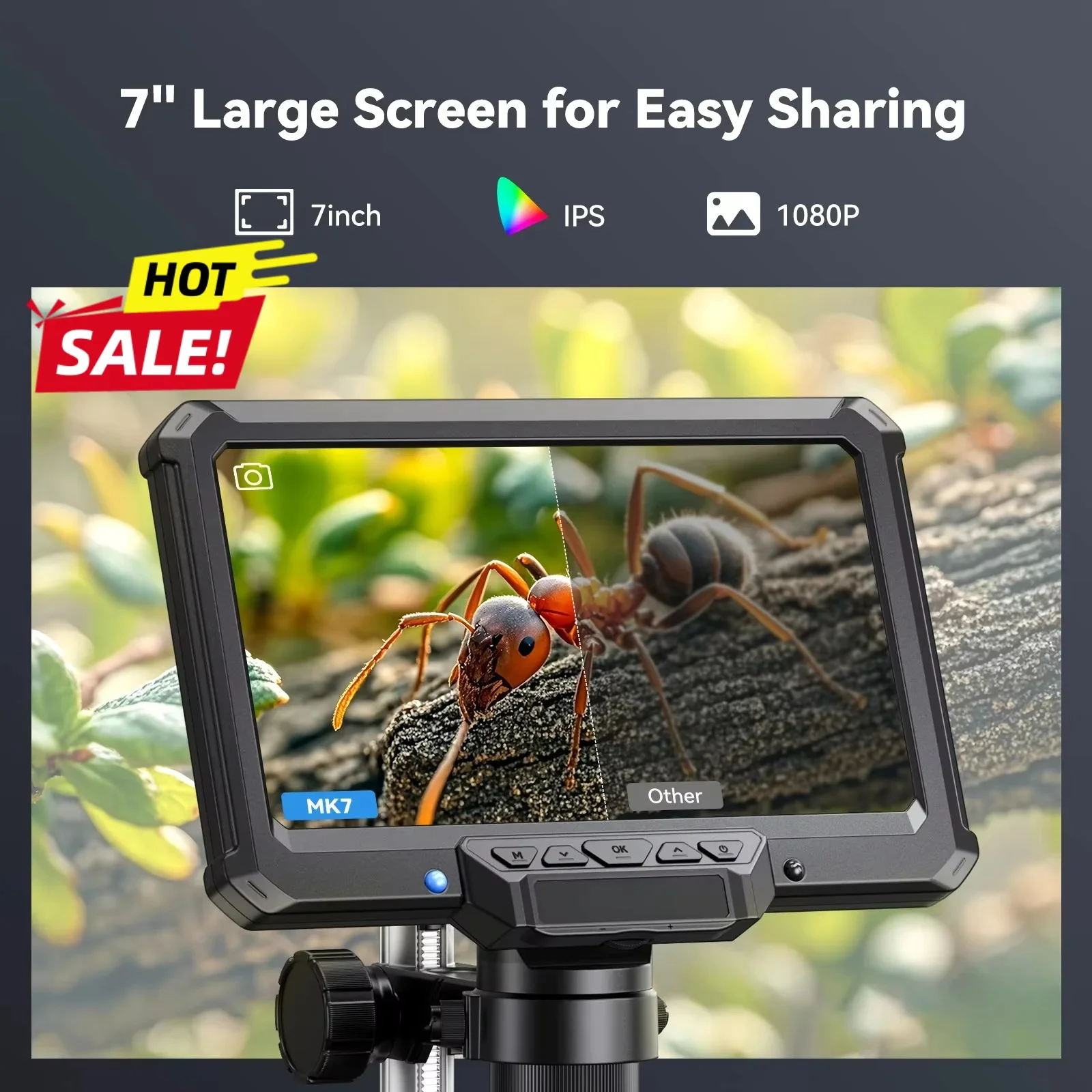 1000X Magnification 7inch Digital Microscope Used For Motherboard Repair PCB Testing,Mineral Detection,Coin Observation