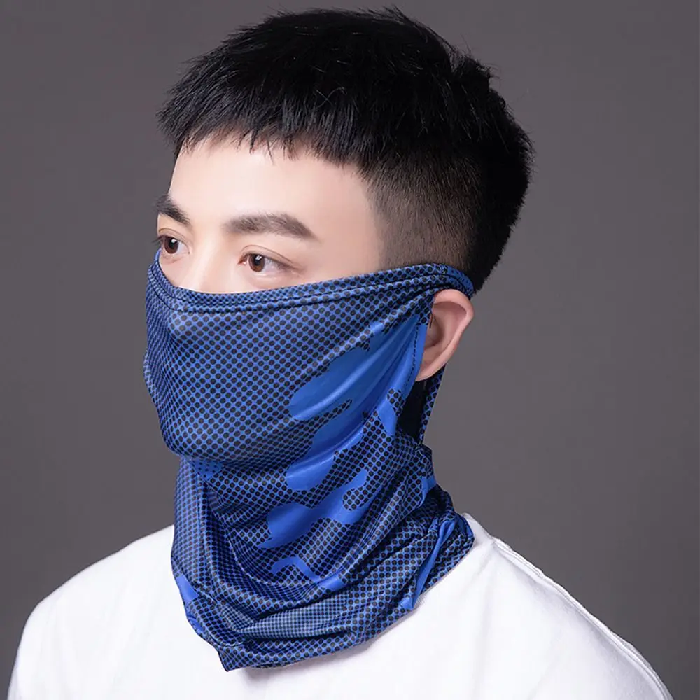 Outdoor Full Face Mask Ear Hanging Windproof Sun Protection Ice Silk Mask Cycling Bandana Women Bandana Neck Tube Scarf