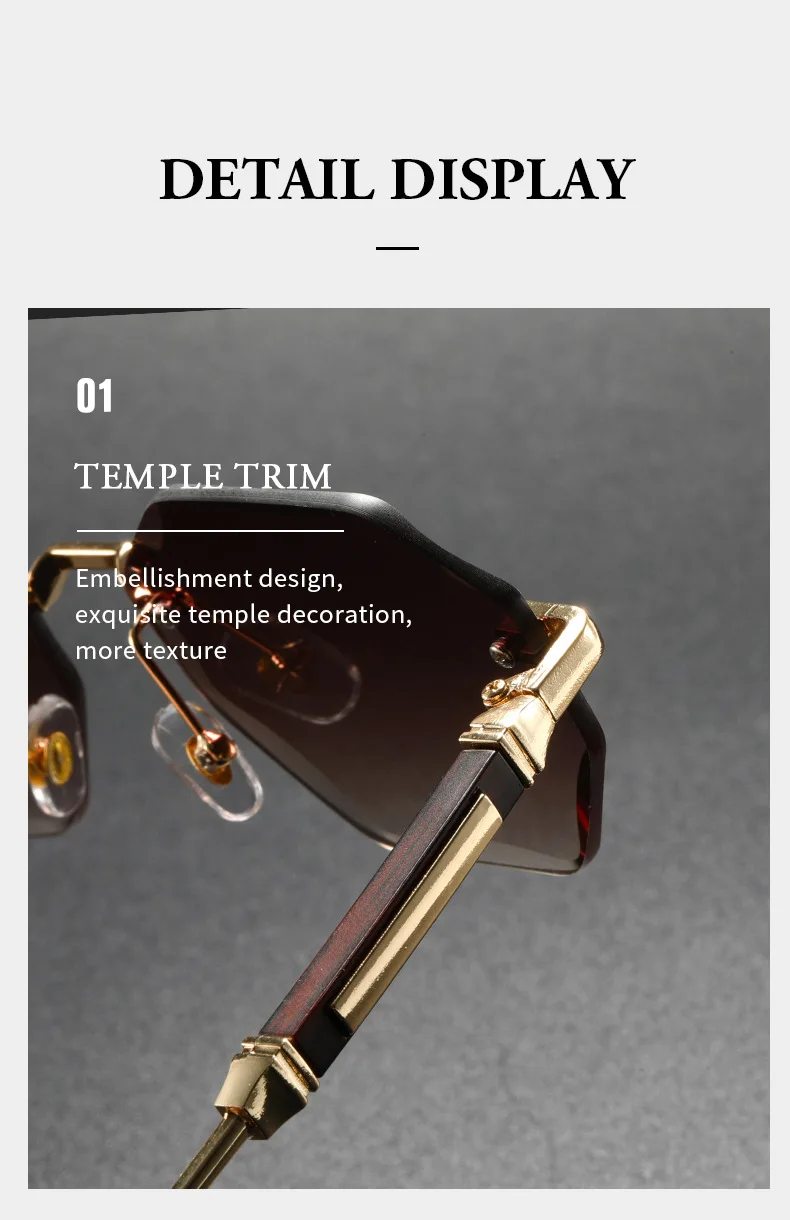 2025 neue Mann Frau Sonnenbrillen Mode Unisex Randlose Sonnenbrille Vielseitig UV400 Brillen Im Freien Fahren Trend C8880-1 – Detail 9