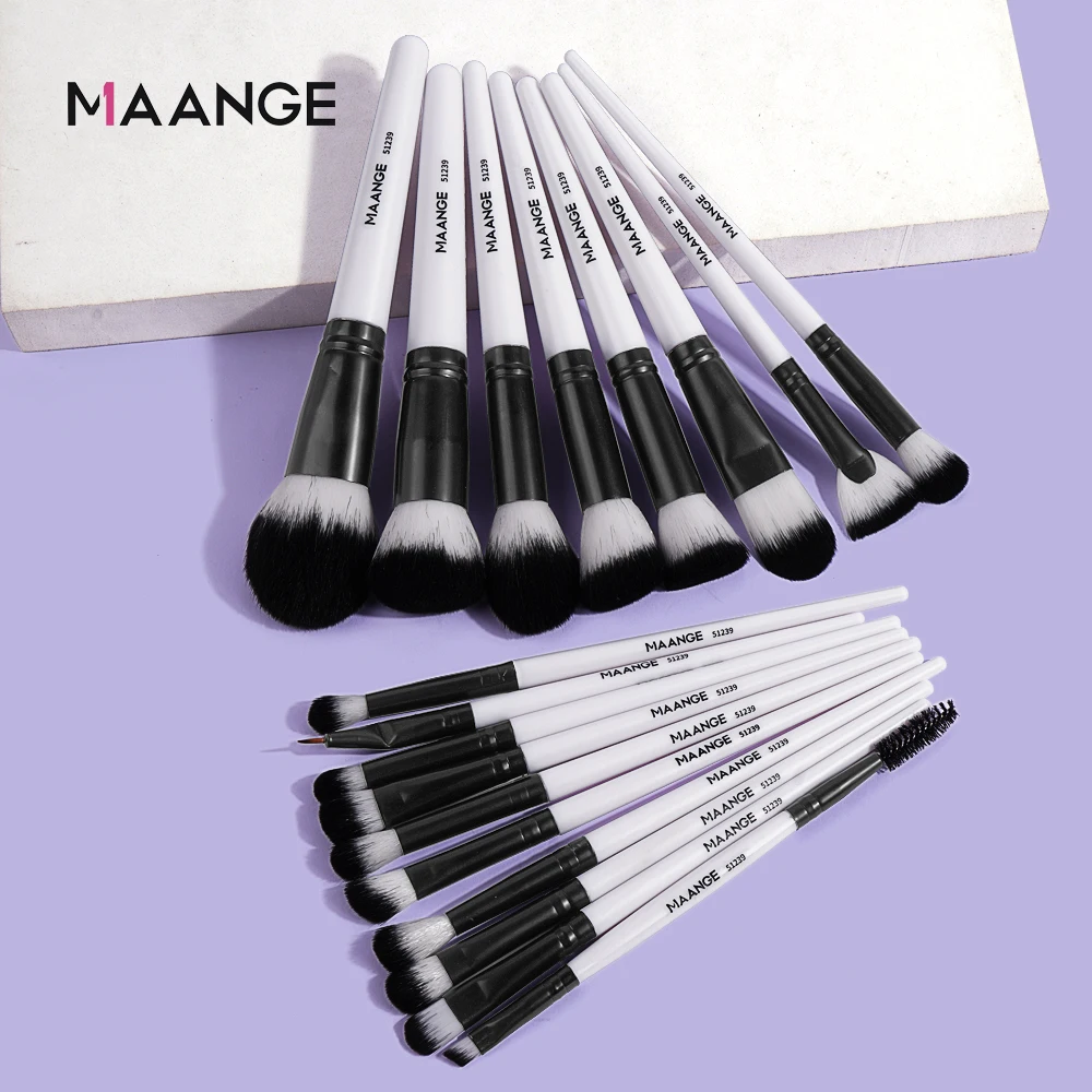 MAANGE 18pcs Premium Makeup Brushes Set Foundation Brush with Eyeshadow Details Brushes Soft Bristle for Travel School Beginne