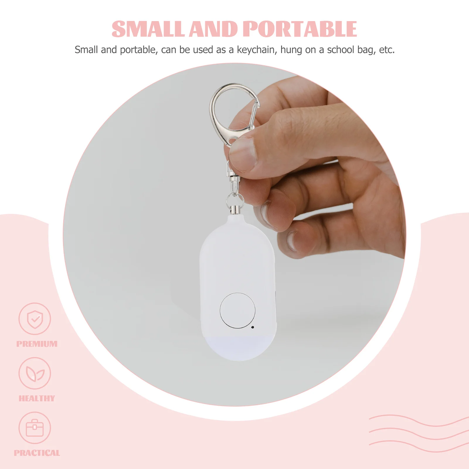 1 Set Portable Personal Alarm Keychain Mini Rechargeable Flashlight For Women Outdoor Safety Anti-Theft Security Device Purse