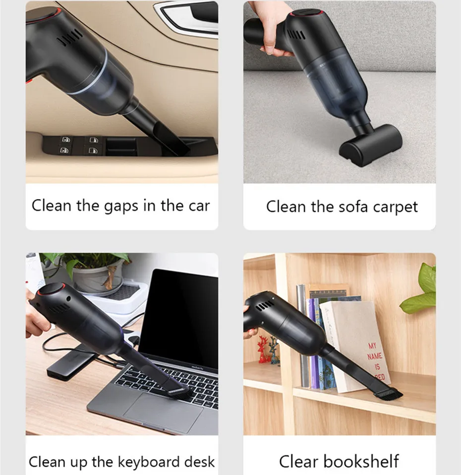 Portable Car Vacuum Cleaner Handheld 8000Pa Vacuum Cleaner Car Home Dual-purpose Wireless Dust Catcher