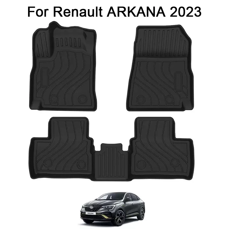 Car Floor Mats for Renault ARKANA 2023 3D Carpet TPE Waterproof Antislip Foot Mat Left Hand Drive Black