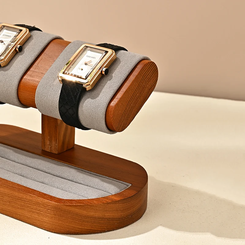 MISHITU T-شكل حامل ساعة مجوهرات خشبية ساعة عرض موقف ساعة تخزين حامل سوار عرض المجوهرات ساعة تخزين الرف