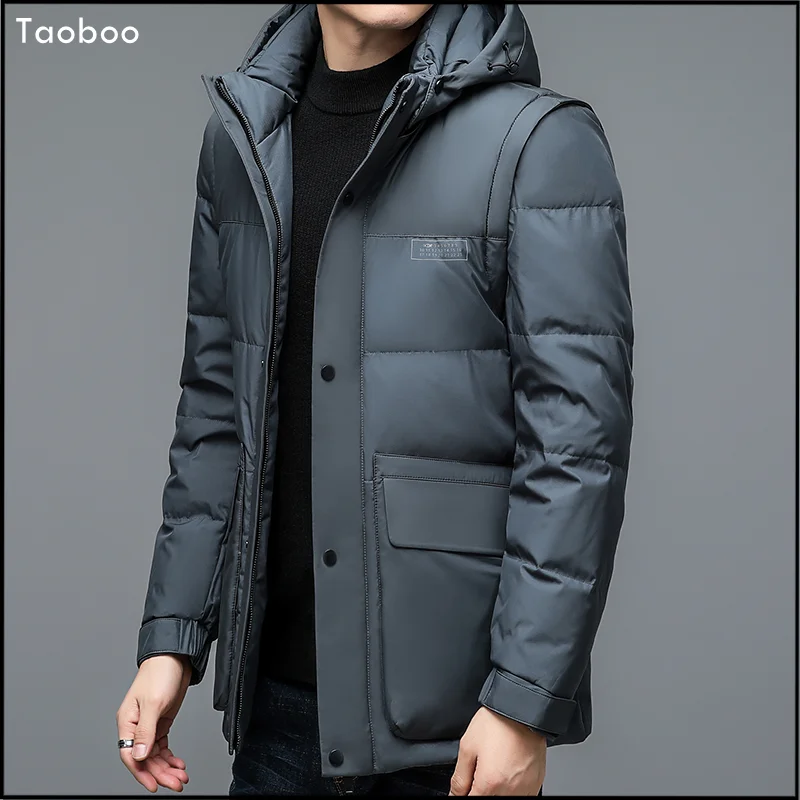 Taoboo New Hooded Down Jackets Men 2023 Popular Long Men's Winter Outwear Parkas Loose High Quality Padded trapstar Male Jackets