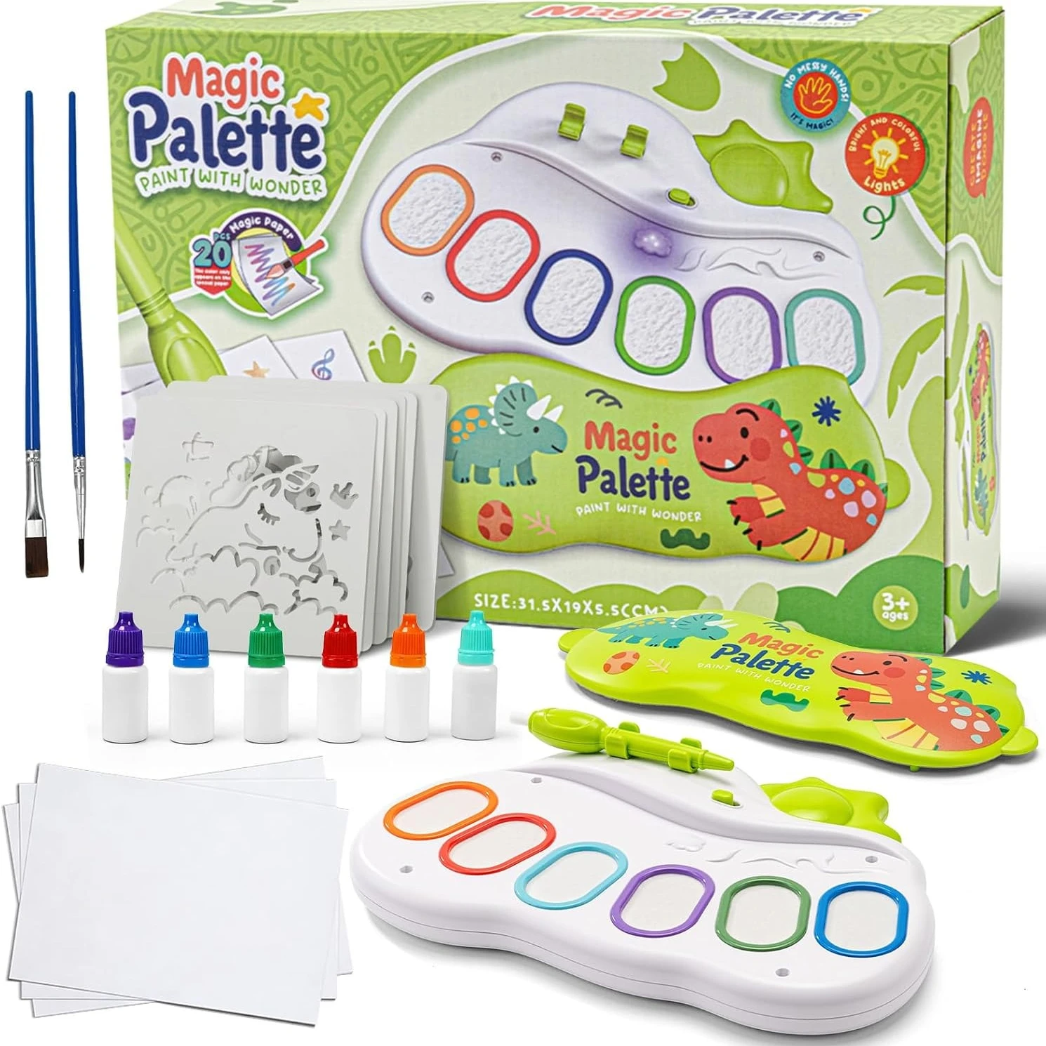 30Pcs Clean Magic Light Drawing Kit with Markers & Stencils, Fun Art Craft Gift Box for Girls 3-5, ideal holiday present