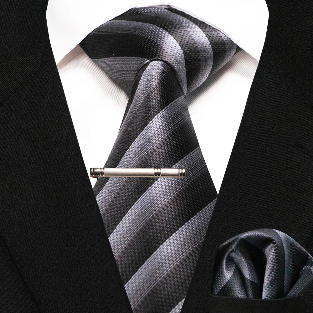 Grün Schwarz Plaid Streifen Krawatte für Männer Mode Seide Hochzeit Krawatte Einstecktuch Manschettenknopf Set Geschenk Herren Krawatte Business Party Zubehör – Detail 4