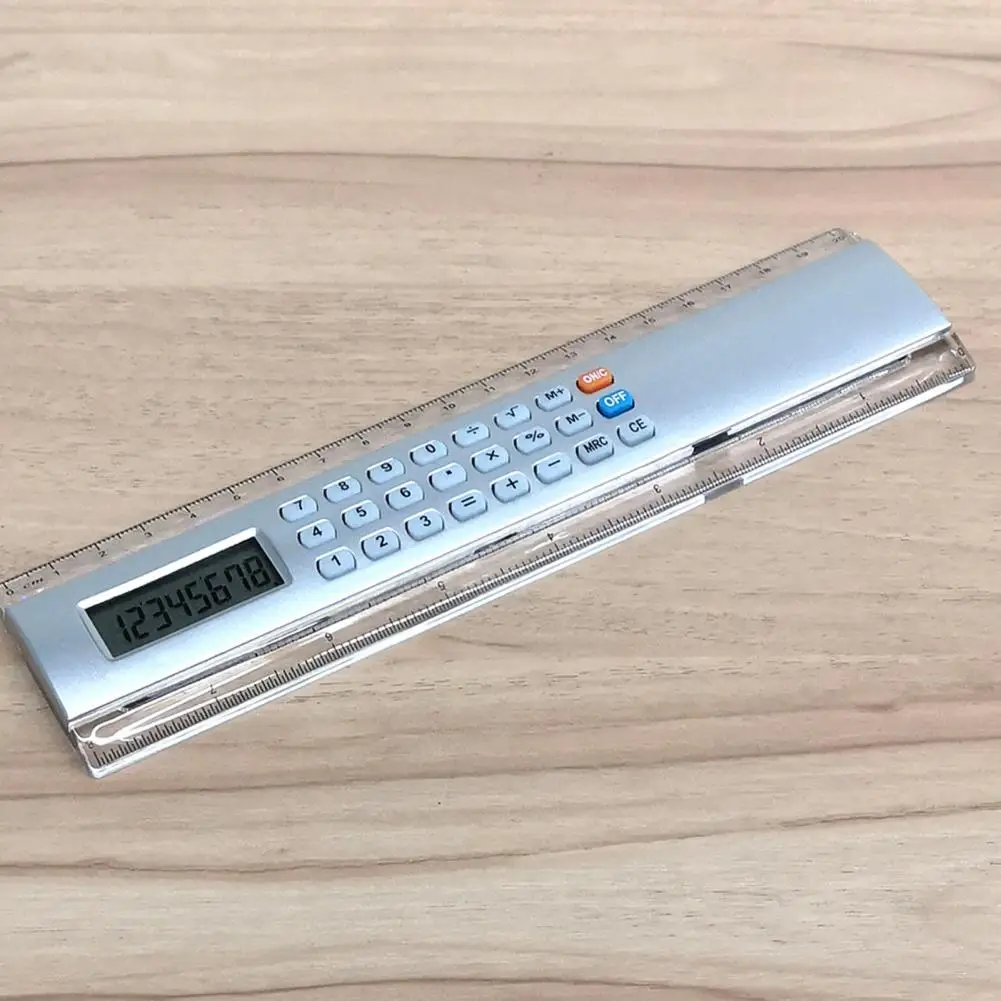 優れた定規計算機バッテリー駆動軽量文房具ポケットサイズ8桁電卓定規定規カウント