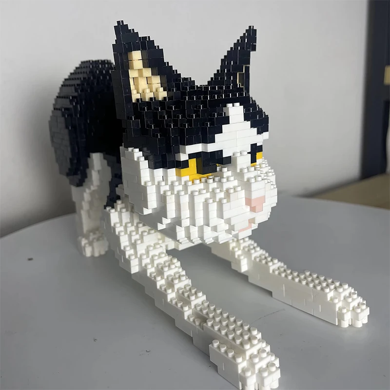 

Блоки из 4 выразительных лиц, вариант в оранжевых и коровьих узорах для детских игрушек и вентиляторов для домашних животных, новая встроенная очаровательная мини-модель кота, сборка