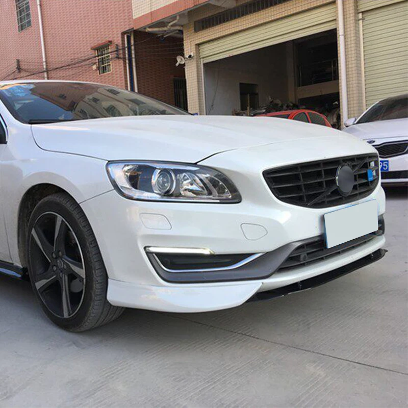 For Volvo S60 2014 15 16 17 18 19 Front Bumper Lip Chin Bodykit Splitter Protection Decoration 3Pcs/Set Painted Color Accessorie