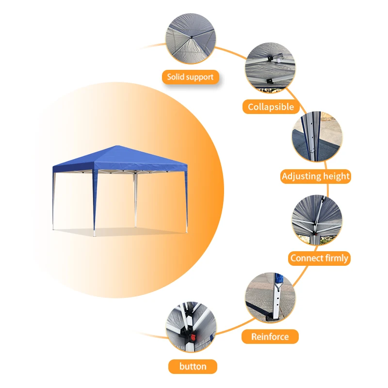 

Heavy Duty Portable Folding Gazebo Outdoor Activity Tent Powder Coated Camping Tent One Bedroom Travel Fishing