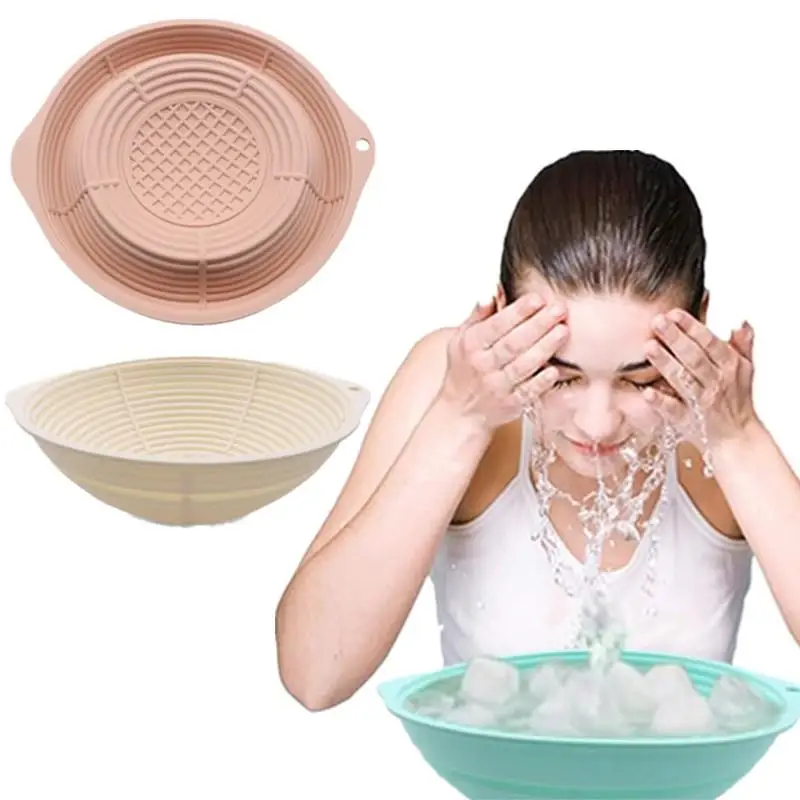 أداة العناية ببشرة الوجه للمنزل والسفر المحمولة وعاء حمام الجليد للوجه يغرق غمس الوجه للطي حوض غسيل الوجه الجليد