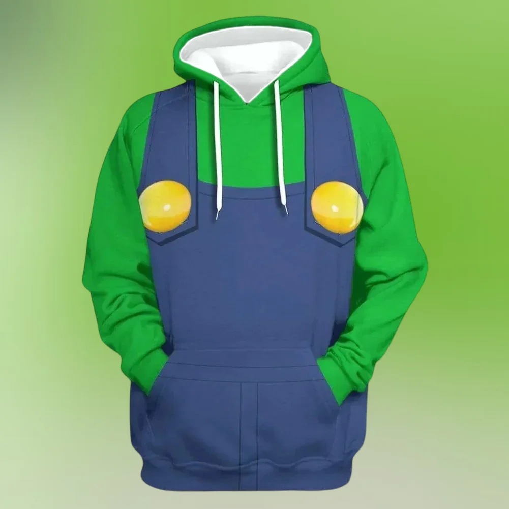 

Men's Super Bros Pullovers Sweatshirt for Adult 3D Printed Casual Hooded Christmas Halloween Costume Outfits Man Anime Hoodie